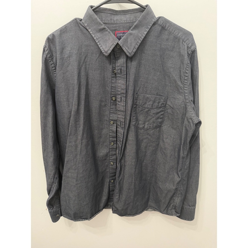 UNTUCKit Black Stone Wrinkle Free Button Down Shirt Mens XL Slim Fit Cotton